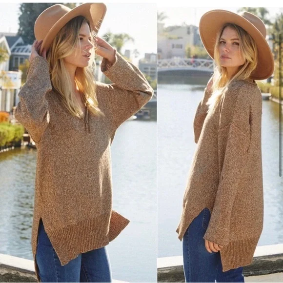 LAST ONE: Versatile causal comfy women’s basic button v neck tunic sweater top - Picture 2 of 2